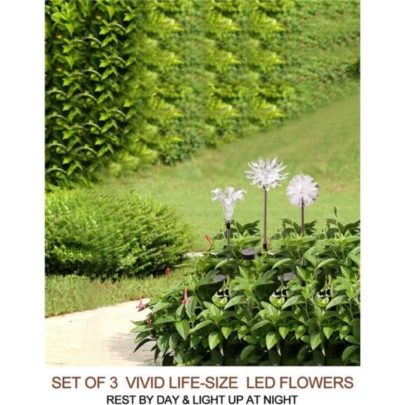 Set of 3 LED Solar Stake Lights Color Changing -Outdoor Multi Color Solar Flower - Picture 5 of 6